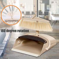 2pcs Rotating Broom and Dustpan Set, Windproof Broom Long Handle Standing Dustpan with Broom Comb Good Grip Dustpan and Lobby Broom for Pet Hair