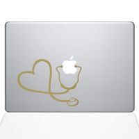 The Decal Guru Heart Doctor Decal Vinyl Sticker, 13" MacBook Pro (2015 & Older Models), Gold (1417-MAC-13P-G)