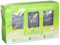 Darice 300 Piece Cutlery Box with Assorted Spoons, Forks and Knives, Clear