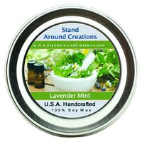 Premium 100% All Natural Soy Wax Aromatherapy Candle - 2oz Tin - Lavender Mint: A well-balanced herbal blend of earthy lavender flowers and fresh peppermint and spearmint sprigs.