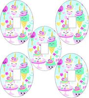 Dexcom CGM Adhesive Patch, Water Resistant Adorable Unicorn with ice-Cream Design x 5 Pack.