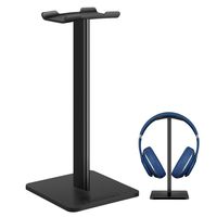 Headphone Stand Headset Holder- Gaming Headset Holder with Aluminum Supporting Bar Flexible Headrest Anti-Slip Earphone Stand for All Headphones, Black