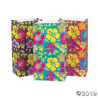 24 Tropical Hibiscus Treat Bags/Luau Bags/Hawaiian Party Supplies