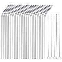 OKGD Set of 20 Stainless Steel Straws Ultra Long 10 Inch Drinking Metal Straws Reusable Drinking Straws for 20 30 OZ (20 Bent| 5 Brushes)