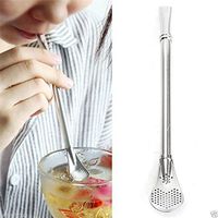 Drinking Straws Filter, Elevin(TM) 2pcs Pro Tea Stainless Steel Drinking Yerba Mate Straw Gourd Bombilla Filter Spoon Tea Bombilla (Silver (1pcs))