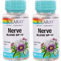 Solaray Nerve Blend SP-14 with Passion Flower, Valerian and Homeopathic Nutrients (100 VegCaps) Pack of 2