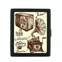Perfection In Style Metal Cigarette Case Vintage Musical Instruments Design 009