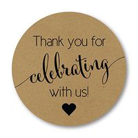 Rustic Kraft Thanks for Celebrating with Us Stickers, Woodlands Wedding Favor Labels (#362-KRB)
