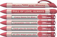 Greeting Pen Mom Appreciation Pen- Names of Mom Pink Rotating Message 6 Pen Set (36009)