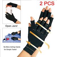 DNNAL Copper Compression Arthritis Gloves, Physiotherapy Half Finger Gloves Alleviate Rheumatoid Pains, Ease Muscle Tension(2 PCS)