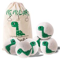 Wool Dryer Balls- 2019 New Green Dinosaur, 100% New Zealand Wool, Handmade, No Fading, Reusable Organic Natural Fabric Softener, Baby Safe Non-Chemical Reduce Wrinkles&Static Save Drying Time, 6Pack