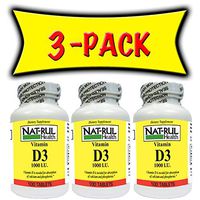 NAT-RUL Vitamin D3 1000 I.U. 100 Tablets (3 Pack)