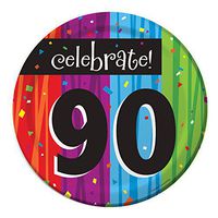 Club Pack of 96 Milestone Celebrations "Celebrate 90" Disposable Paper Party Lunch Plates 7"
