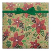 Modern Poinsettia Jumbo Rolled Christmas Gift Wrap- 1 Giant Roll, 23 Inches Wide by 35 feet Long, Heavyweight, Tear-Resistant, Holiday Wrapping Paper