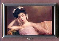 Japanese Beautiful Geisha Girl Antique Art Decorative Pill Box