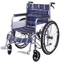 Elderly Portable Folding Manual Wheelchair Disabled Portable Wheelchair Elderly with Hand Brake Folding Wheelchair (Color : Red Plaid)