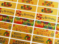 Happy Birthday Greeting Stickers, Gold Self-Stick Labels for Cards, Envelopes, Craft, Decoration