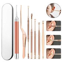 7pcs/Set LED Ear Wax Pickers Stainless Steel Earpick Wax Remover Curette Ear Pick Cleaner Ear Cleaner Spoon Care Ear Clean Tool