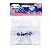 Comicfs 300pcs Disposable 4" Plastic Fruit Forks, Forks Bistro Cocktail Forks Tasting Appetizer Forks Set Mini Cake Forks (Clear)