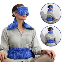 Hot Pockets Set of 3 Rice Heating pad microwavable - Includes Heating pad for Neck and Shoulders + Heating Pads for Back Pain + Lavender Eye Pillow for Stress Relief (Blue Flowers)