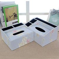 T-ZJHC Multi-Function Tissue Box Desktop Living Room Coffee Table Remote Control, Blue Plum, Large Size (26.5 12 9.5 16.5CM)