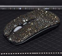 TISHAA Bling Very Stylish Sophisticated Dazzling Wireless Mouse Covered with Rhinestone Crystal with USB Receiver,Slimline Flat Computer Laptop Bling Mouse,Great Gift idea for Her (Black Mouse)