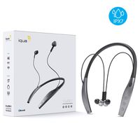 Bluetooth Headphones, Iqua Bluetooth Wireless Headphones, HiFi Bass Alto Treble Stereo, Truely Nano Coating Waterproof IPX7 Earbuds w/Mic and Vibration, 10 Hours Play Time (Black)