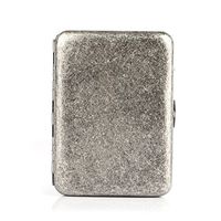 Smooth Pure Copper Cigarette Case Box - Ehonestbuy Double Sided Spring Clip Open Pocket Holder for 16 King Size Cigarettes (Scrub Silver)