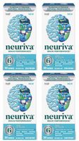 Fast-Acting Brain Supplement - NEURIVA Plus (30Count in a Bottle), Plus B6, B12 & Folic Acid, Supports 6 Indicators of Brain Performance: Focus, Memory, Learning, Accuracy, Concentration (Pack of 4)