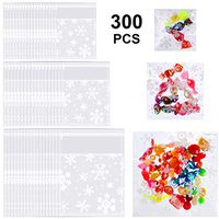 300 Pieces Christmas Cellophane Treat Bags Self-adhesive Cookie Bags Clear Snowflake Biscuit Bags for Homemade Snacks Desserts Crafts wrapping, 3 Sizes