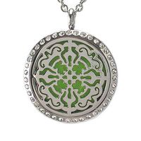 Sweet Soul Designs Aromatherapy Necklace Essential Oil Diffuser - Flower of Life Design with Crystals - Hypoallergenic Pendant and Chain for Natural Stress Relief