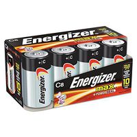 EVEREADY BATTERY Max Alkaline Batteries, C, 8 Batteries/Pack, New