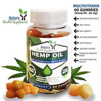 Hemp Gummies Extra Efficacy – 51 MG – 100% Natural – Multi-Vitamin Gummies with Hemp Oil for Pain and Anxiety Relief - THC Free - Gelatin Free - Vegan Friendly by Natura Health Supplement