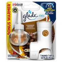 Glade PlugIns Refills Air Freshener Starter Kit, Scented Oil for Home and Bathroom, Cashmere Woods, 0.67 Fl Oz, 1 Warmer + 1 Refill