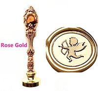MNYR Vintage Angle Cupid's Arrow Love Wings Wax Seal Stamp Luxury Rose Gold Metal Peacock Decorative Wedding Invitation Gift Card Paper Stationary Envelope Custom Monogram Wax Seal Sealing Stamp Set