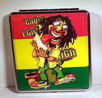 Cigarette Case Rasta Jamaican Marijuana Man Double Sided Leather Metal Kings