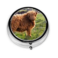 GRTING Funny Highland Cow Pill Box Portable Pill Organizer Case Small Medicine Case Excellent Travel Case Holder for Purse Or Pocket