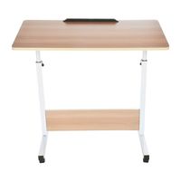Anferstore 31.4" Large Size Mobile Side Table,Movable w/Wheels, Adjustable Household Portable Lifted and Folding Computer Desk 31.5'' x 15.7inch (Maple)