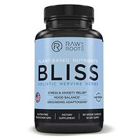 Bliss (Holistic Nervine Herbs) - Adaptogens Ashwagandha, Reishi, St. John's Wort and Other Herbs for Anxiety Relief, Stress Relief, Adrenal Support, Dietary Supplement, 60 Vegetarian Capsules