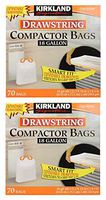 Kirkland Signature adf Compactor Bags, 18 Gallon, Smart Fit Gripping Drawstring, 2 Pack (70 Count)