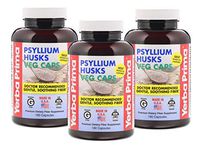Yerba Prima Psyllium Husk Veg Caps, 180 Capsules (Pack of 3)