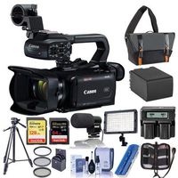 Canon XA45 4K UHD Pro Camcorder with 20x Optical Zoom Lens, 3G-SDI Output - Bundle with Video Bag, 128GB SDXC U3 Card, 64GB SDXC Card, Spare Battery, Video Tripod, Video Light, Shotgun Mic, and More