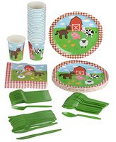 Barnyard Birthday Party Supplies, Disposable Dinnerware Set (Serves 24, 144 Pieces)