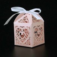 50 Pcs - Love Heart Candy Box wedding box Wedding Party Favor box gift box baby shower wedding decoration party supplies (Baby Pink)