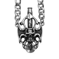Halloween（Flame Skull）Creative Stainless Steel Necklace Portable Mini Personal Tube (Black)