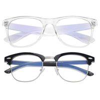 Blue Light Blocking Glasses Large Face Square/Semi-Rimless Computer Game Glasses