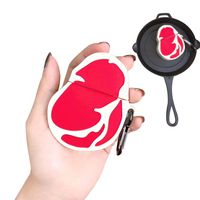UR Sunshine AirPods Case, Super Funny Creative Novelty Food Steak Beef Meat Barbecue Meat Shape AirPods Case, Soft Silicone Cover Earphone Protection Skin for AirPods1&2+Hook