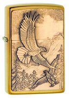 Zippo 20854 Where Eagles Dare Brushed Brass Pocket Lighter, Brushed Brass Where Eagles Dare