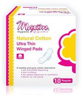Ultra Thin Cotton Feminine Pads by Maxim (Regular, 3 Pack): 100% Cotton Winged Menstrual Pads for Sensitive Skin - Chlorine Free, Chemical Free