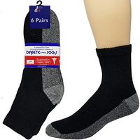 Debra Weitzner Diabetic Socks Mens Womens Non-Binding Cushion Socks Reinforced Heel Cotton 6 Pack Ankle Black/Black Sole 13-15